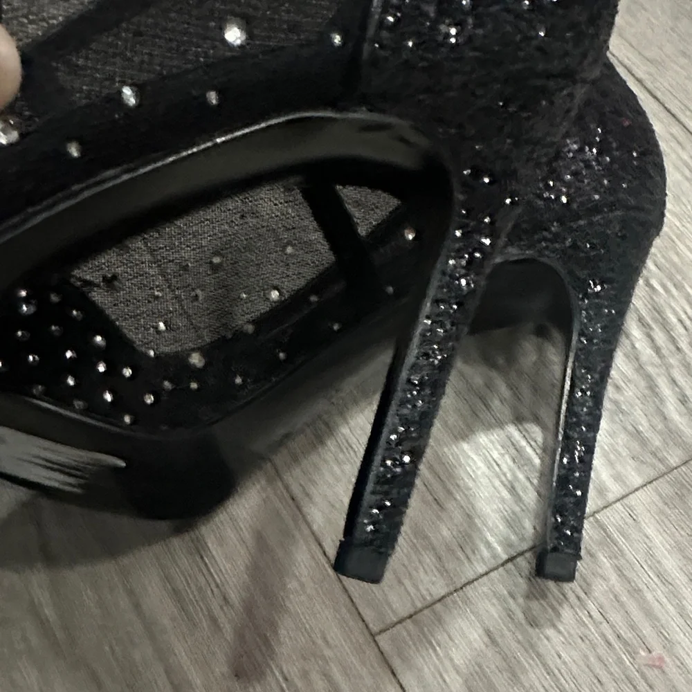 BCBGeneration Black Rhinestone Heels - Picture 7 of 9